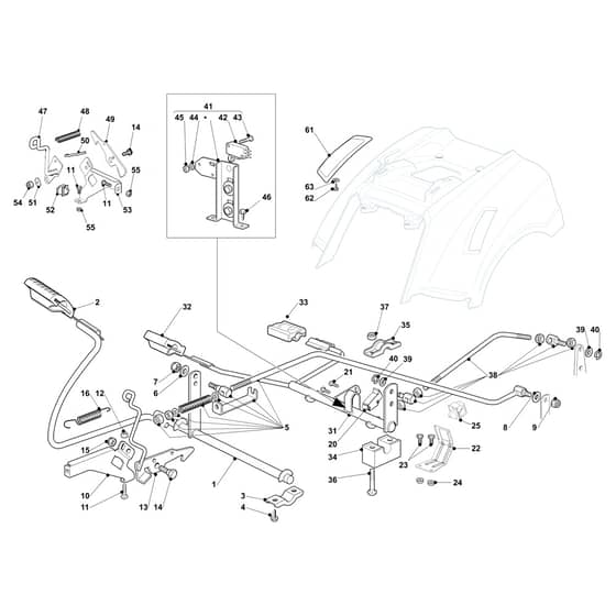 EF 103/16 K - 2020 - Efco Ride On Mower Brake and Gearbox Controls Diagram