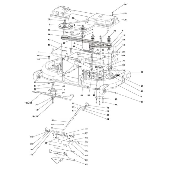 EF 106/16 KH (K1600AVD) - 2015 - Efco Ride On Mower Mowing Deck Diagram