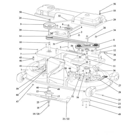 EF 106/24 KH 4X4 (K2400AVD V-twin) - 2016 - Efco Ride On Mower Mowing Deck Diagram