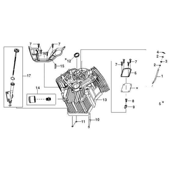 EF 106/24 KH 4X4 (K2400AVD V-twin) - 2017 - Efco Ride On Mower Cylinder and crankcase Diagram