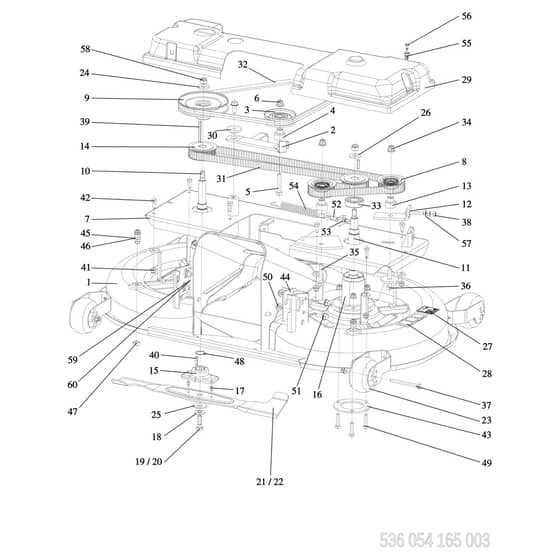 EF 106/24 KH (K2400AVD V-twin) - 2017 - Efco Ride On Mower Mowing Deck Diagram