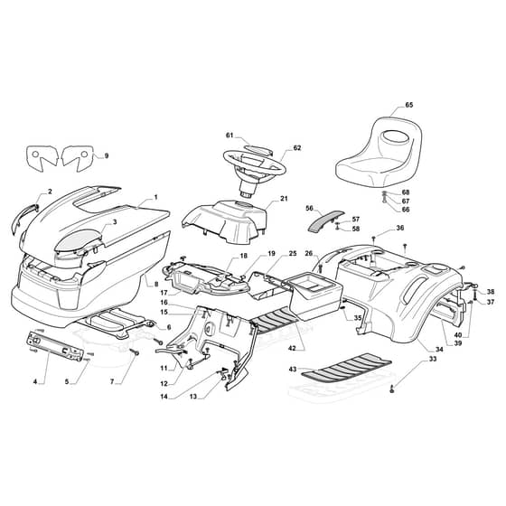 EF 108L/18.5 H - 2018 - Efco Ride On Mower Body Diagram
