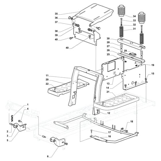 EF 108L/18.5 H - 2020 - Efco Ride On Mower Frame assembly Diagram