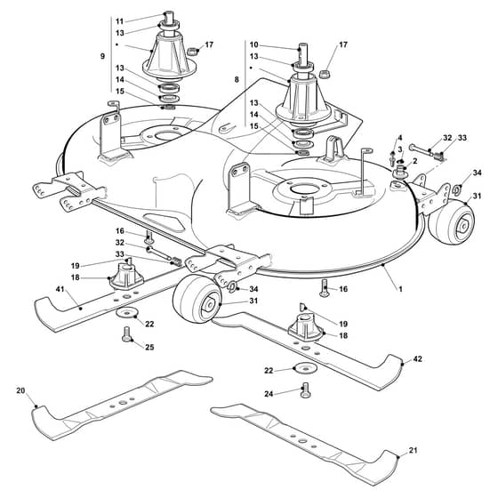 EF 123/22 V - 2020 - Efco Ride On Mower Mowing Deck Diagram