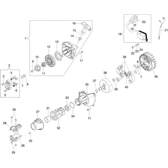 EF 4300 VER.2016 (EURO 2) -  - Efco Brushcutter Starter assy and clutch Diagram