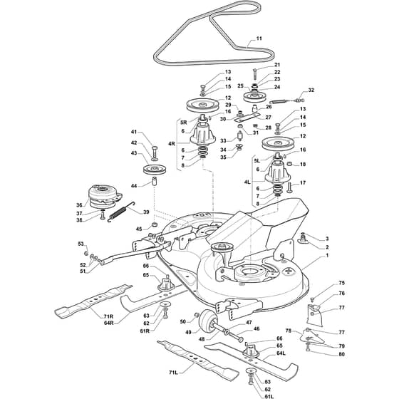 EF 84/14.5 K H - 2017 - Efco Ride On Mower Mowing Deck Diagram