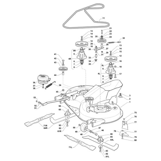 EF 84/14.5 K H - 2020 - Efco Ride On Mower Mowing Deck Diagram