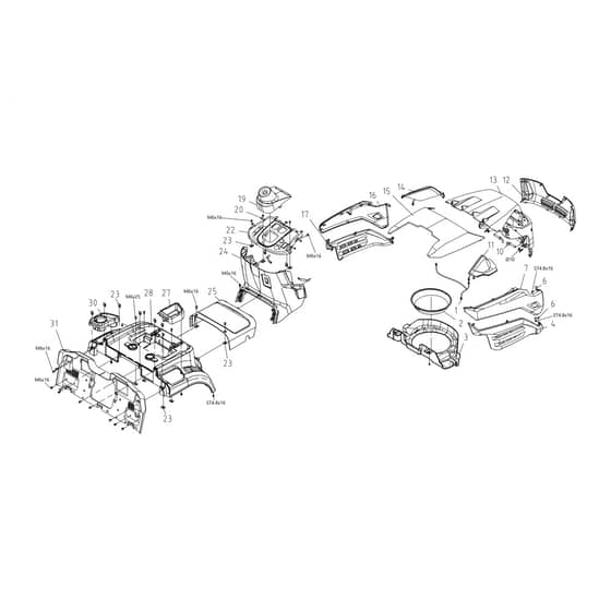 EF 86R/12.5 K M - 2025 - Efco Ride On Mower Body Diagram