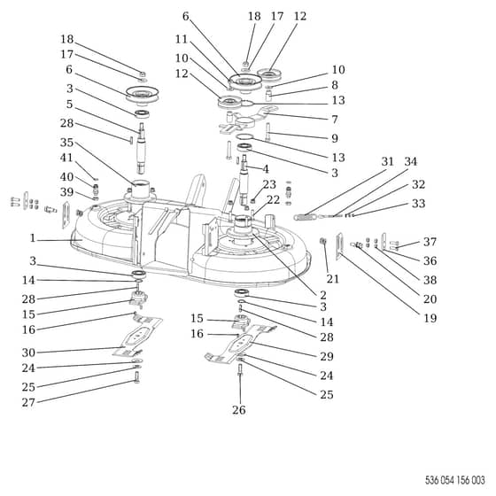 EF 92/13H - 2018 - Efco Ride On Mower Mowing Deck Diagram