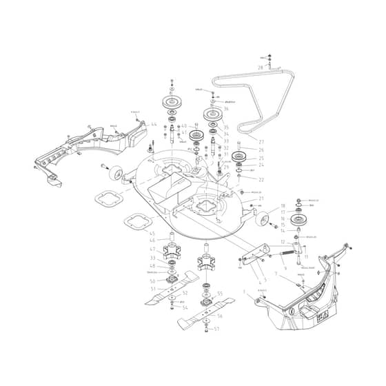 EF 92R/16 K - 2025 - Efco Ride On Mower Mowing Deck Diagram