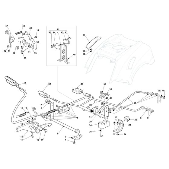 EF 93/16.5 K - 2019 - Efco Ride On Mower Brake and Gearbox Controls Diagram