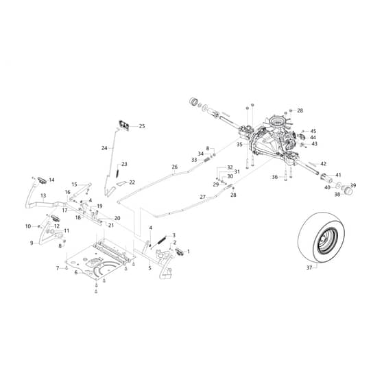 EF 95/16 K - 2023 - Efco Ride On Mower Brake and Gearbox Controls Diagram