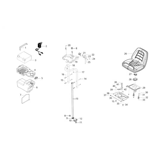 EF 95/16 K - 2023 - Efco Ride On Mower Tank and seat Diagram