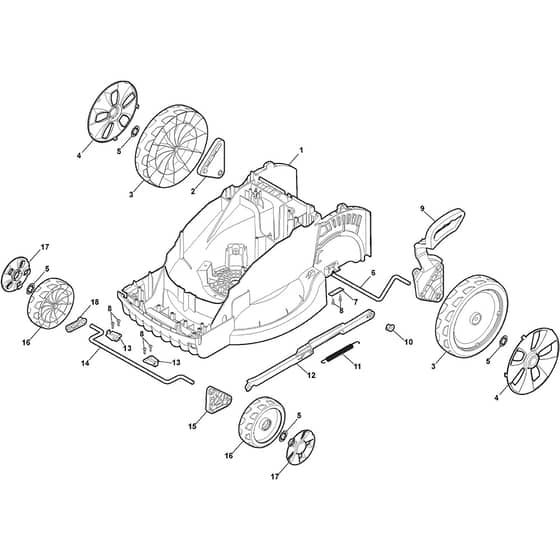 EL 380 Li - 2012-2014 - 294385063/12 - Castel Garden Rotary Mower Deck and Height Adjusting Diagram
