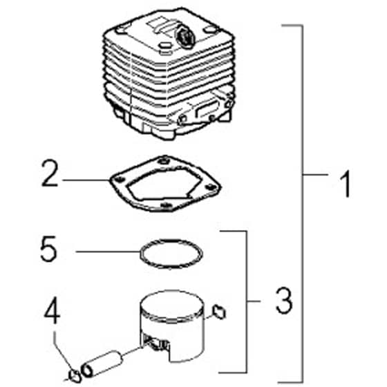 McCulloch Elite 1 610 BT - 2007-03 - Cylinder Piston Parts Diagram
