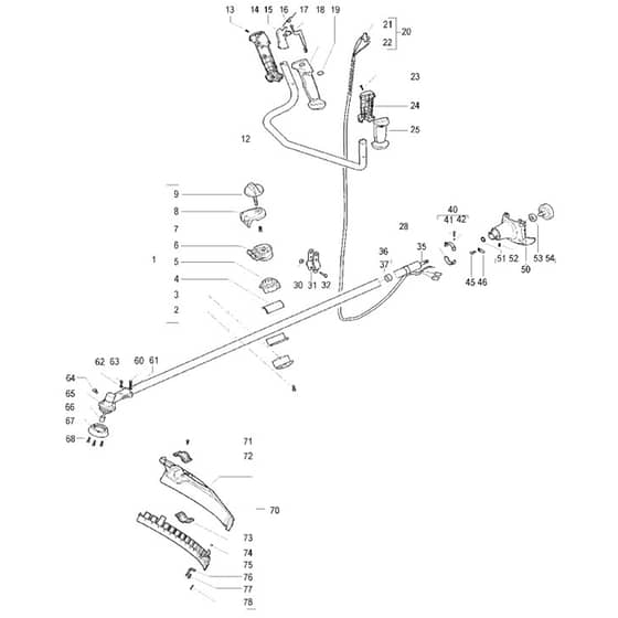 McCulloch Elite 1 610 BT - 2007-03 - Shaft & Handle Parts Diagram