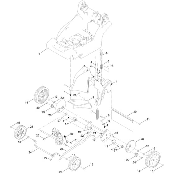 Toro eMulticycler eL43VST 43cm - 21844 (321000001 - 321999999) Traction and Height-of-Cut