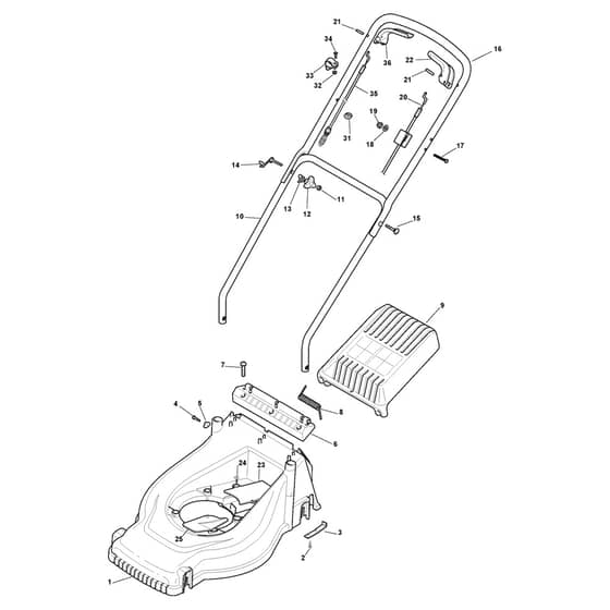 EP 434 TR - 2012-2013 - 2974300043/CN - Castel Garden Rotary Mower Deck and Handle, Upper Part Diagram