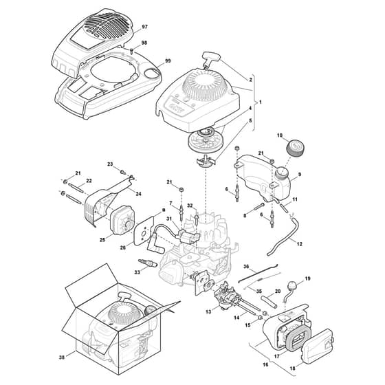EPL 424 TR-G - 2014 - 297422044/SF - Castel Garden Rotary Mower Engine - ST. RV100 Diagram