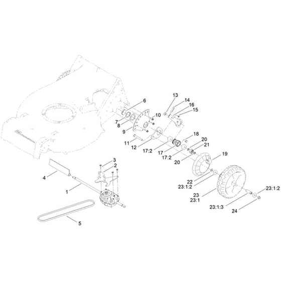 Toro eProline Heavy-Duty 53cm - 22276 (400000000 - 415199999) Transmission and Rear Wheel