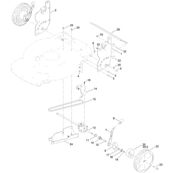 Toro eRecycler eS55AST 55cm - 21864 (413000000 - 414999999) Rear Wheel and Height-of-Cut