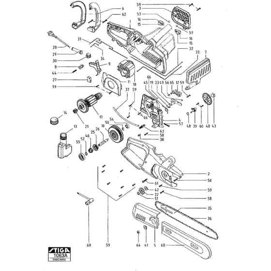 ES 1850 - 2001 - 15-3217-11 - Stiga Chainsaw Chainsaw Diagram