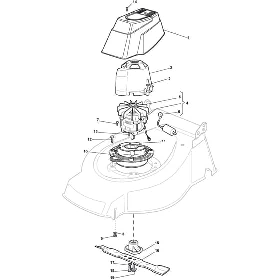 ES 460 - 2014-2019 - 299114663/14 - Castel Garden Rotary Mower Electric Motor and Blade Diagram
