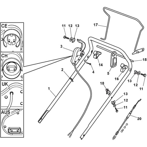ES 460 TR - 2014-2019 - 299214663/14 - Castel Garden Rotary Mower Handle Upper Part Diagram