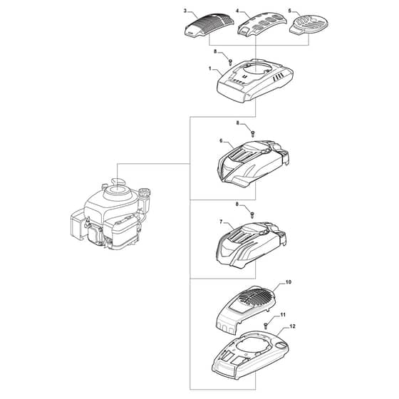 ES 534 TR-G - 2015-2017 - 299265343/MER - Castel Garden Rotary Mower Engine Cover Diagram