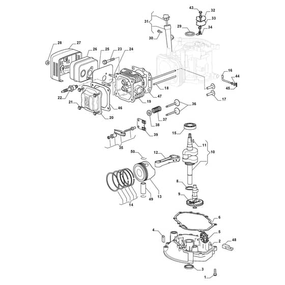 ES 534 TR-G - 2015-2017 - 299265343/MER - Castel Garden Rotary Mower Engine - Piston, Crankshaft Diagram