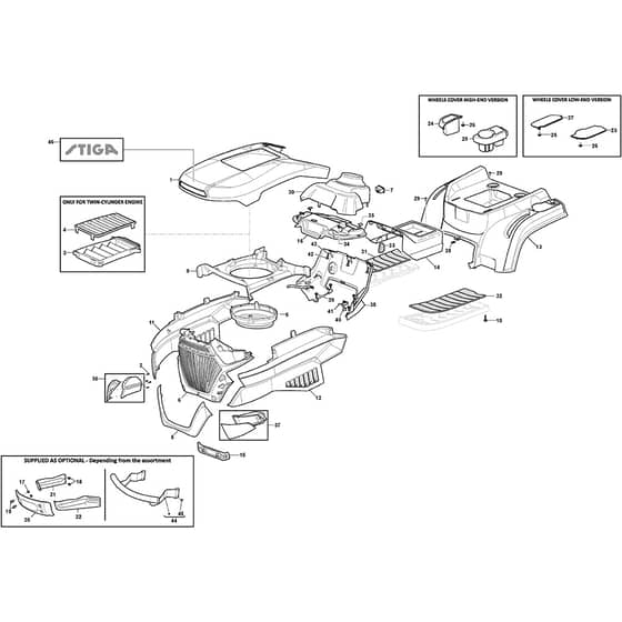 ESTATE 2084 - 2019-2021 - 2T2000481/ST2 - Stiga Ride On Mower Body Diagram