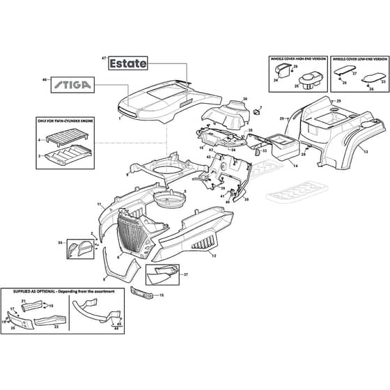 ESTATE 384 - 2023 - 2T2110281/ST2 - Stiga Ride On Mower Body Diagram
