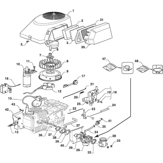 ESTATE 384 SE - 2024-2025 - 2T2105481/ST1 - Stiga Ride On Mower Carburettor Diagram