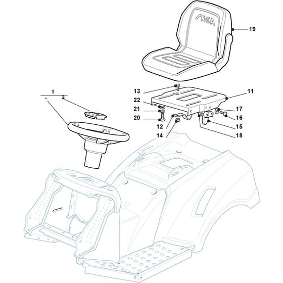 ESTATE 4092 H - 2014-2019 - 2T0430481/14 - Stiga Ride On Mower Seat Diagram