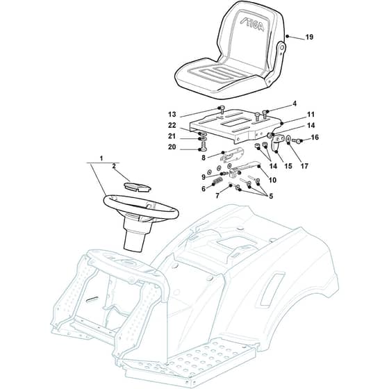 ESTATE 4092 H - 2020-2022 - 2T0430481/ST1P - Stiga Ride On Mower Seat Diagram