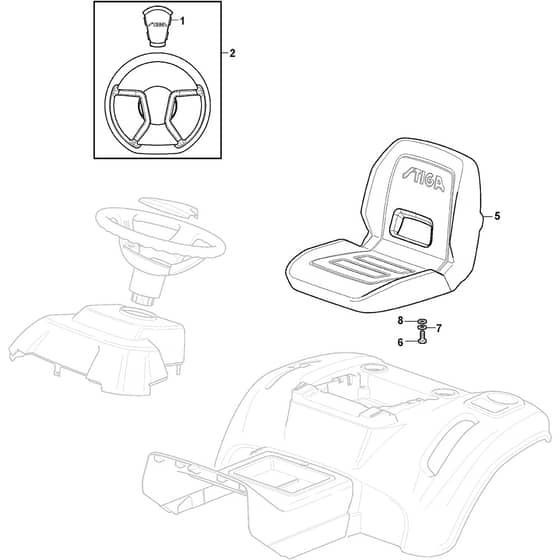 Estate 584e - 2022-2025 - 2T2205481/ST2 - Stiga Ride On Mower Seat Diagram