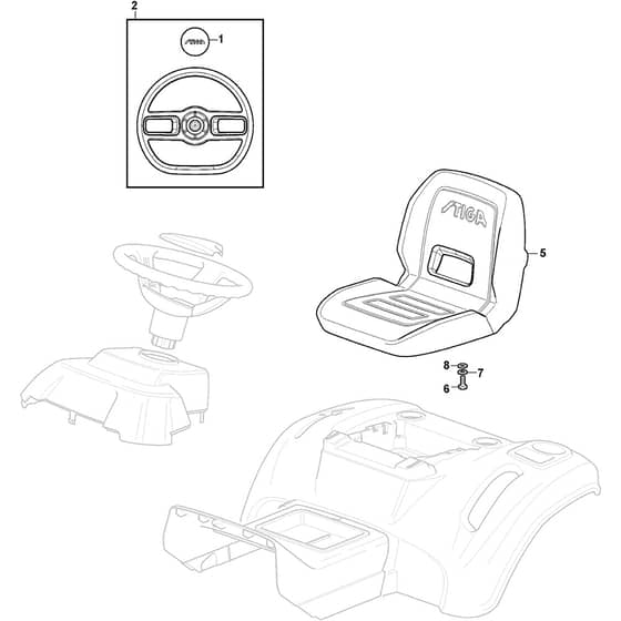 ESTATE 598 - 2023 - 2T2620281/ST2 - Stiga Ride On Mower Seat Diagram