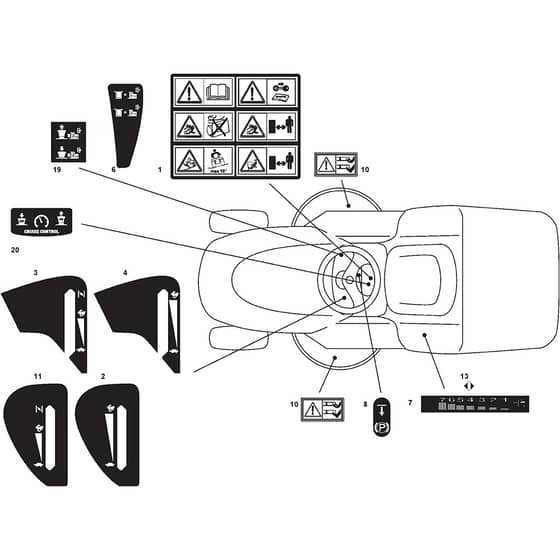 ESTATE 6102 HW - 2018-2020 - 2T0970281/ST1 - Stiga Ride On Mower Labels Diagram