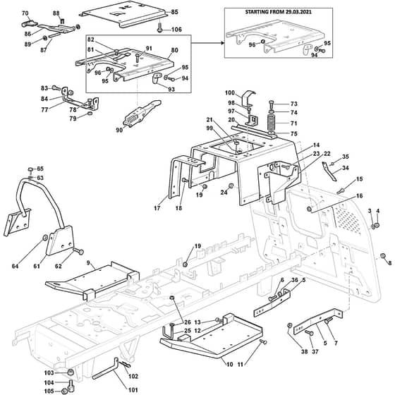 ESTATE 6102 HW - 2021 - 2T0970281/ST1PSA - Stiga Ride On Mower Frame Diagram
