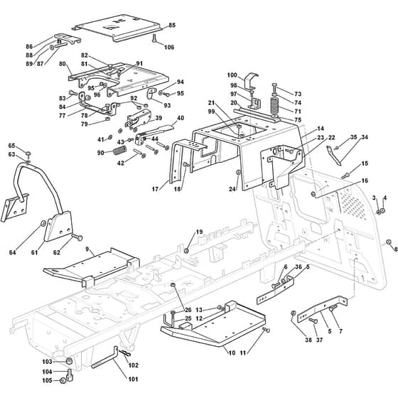 ESTATE 7102 HWSY - 2018-2021 - 2T0980281/ST1 - Stiga Ride On Mower Frame Diagram