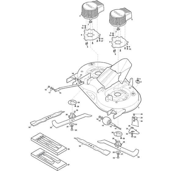 Estate 798e - 2022-2025 - 2T2800481/ST2 - Stiga Ride On Mower Cutting Plate Diagram