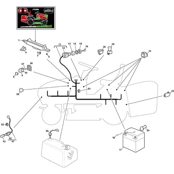 ESTATE 9102 W - 2022-2024 - 2T0980381/ST2 - Stiga Ride On Mower Electric Parts Diagram