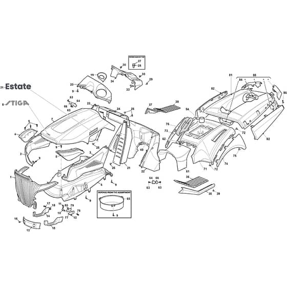 ESTATE 9122 W - 2022-2024 - 2T1210381/ST2 - Stiga Ride On Mower Body Diagram