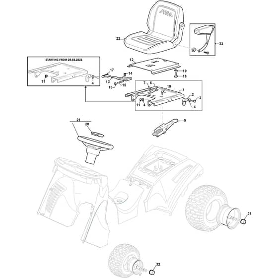 ESTATE Pro 9102 XWSY - 2020-2021 - 2T1430381/ST1 - Stiga Ride On Mower Seat Diagram