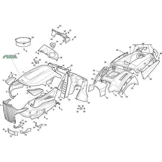 ESTATE Pro 9122 XWSY - 2020-2021 - 2T1535381/ST1P - Stiga Ride On Mower Body Diagram