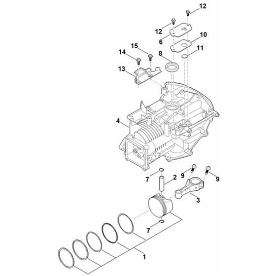 Stihl EVC 200.4 C (EVC200-0008) - Crankcase, Piston, Connecting Rod - Parts Diagram