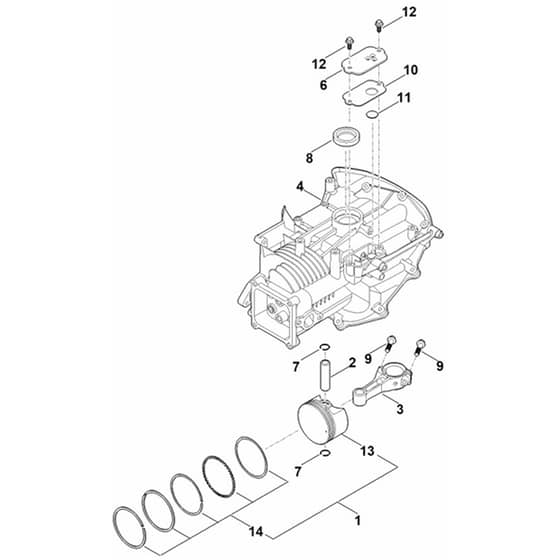Stihl EVC 200.5 C (EVC200-0011) - Crankcase, Piston, Connecting Rod - Parts Diagram