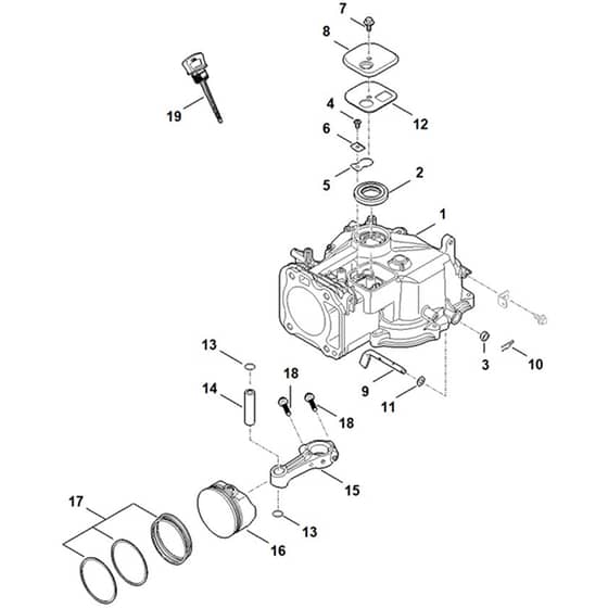 Stihl EVC 205.0 (EVC205-0002) - Crankcase, Piston, Connecting Rod - Parts Diagram