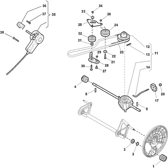 EXCEL 50 SVQ B - 2015 - 290507028/S14 - Stiga Rotary Mower Transmission Diagram