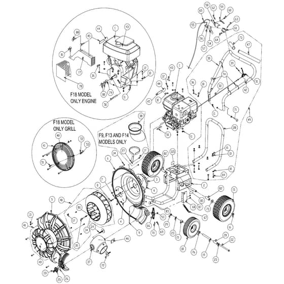 Billy Goat F1802V - Force Blower Main Diagram